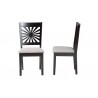 Baxton Studio Olympia Modern Grey Fabric and Espresso Brown Finished Wood Dining Chair - Set of Two - Front and Side Angle