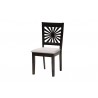 Baxton Studio Olympia Modern Grey Fabric and Espresso Brown Finished Wood 5-Piece Dining Set - Chair in Front Side Angle