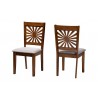 Baxton Studio Olympia Modern Grey Fabric and Walnut Brown Finished Wood Dining Chair - Set of Two - Front Side and Back Side Angle