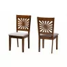 Baxton Studio Olympia Modern Grey Fabric and Walnut Brown Finished Wood Dining Chair - Set of Two - Front Side and Back Side Angle - Baxton Studio Olympia Modern Grey Fabric and Walnut Brown Finished Wood Dining Chair - Set of Two - Front Side and Back Side Angle