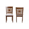 Baxton Studio Olympia Modern Grey Fabric and Walnut Brown Finished Wood Dining Chair - Set of Two - Front and Back Angle
