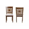 Baxton Studio Olympia Modern Grey Fabric and Walnut Brown Finished Wood Dining Chair - Set of Two - Front and Back Angle - Baxton Studio Olympia Modern Grey Fabric and Walnut Brown Finished Wood Dining Chair - Set of Two - Front and Back Angle