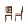 Baxton Studio Olympia Modern Grey Fabric and Walnut Brown Finished Wood Dining Chair - Set of Two - Front and Side Angle