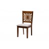 Baxton Studio Olympia Modern Grey Fabric and Walnut Brown Finished Wood 5-Piece Dining Set - Chair in Front Side Angle