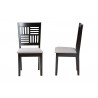 Baxton Studio Deanna Modern Grey Fabric and Dark Brown Finished Wood 2-Piece Dining Chair Set - Front and Side Angle