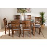 Baxton Studio Deanna Modern Grey Fabric and Walnut Brown Finished Wood 7-Piece Dining Set - Lifestyle