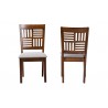 Baxton Studio Deanna Modern Grey Fabric and Walnut Brown Finished Wood 2-Piece Dining Chair Set - Front and Back Angle