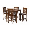 Baxton Studio Florencia Modern Grey Fabric and Walnut Brown Finished Wood 5-Piece Pub Set - Set in Front Side Angle