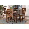 Baxton Studio Florencia Modern Grey Fabric and Walnut Brown Finished Wood 5-Piece Pub Set - Lifestyle