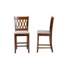 Baxton Studio Florencia Modern Grey Fabric and Walnut Brown Finished Wood Counter Stool - Set of Two - Front and Side Angle