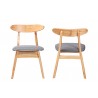 Baxton Studio Ulyana Mid-Century Grey Fabric and Natural Brown Finished Wood 2-Piece Dining Chair Set - Front and Back Angle