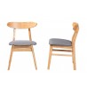 Baxton Studio Ulyana Mid-Century Grey Fabric and Natural Brown Finished Wood 2-Piece Dining Chair Set - Front and Side Angle