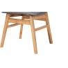 Baxton Studio Ulyana Mid-Century Grey Fabric and Natural Brown Finished Wood 2-Piece Dining Chair Set - Seat Closeup Base Angle