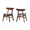 Baxton Studio Ulyana Mid-Century Grey Fabric and Dirty Oak Finished Wood 2-Piece Dining Chair Set - Front Side and Back Side  Angle