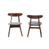 Baxton Studio Ulyana Mid-Century Grey Fabric and Dirty Oak Finished Wood 2-Piece Dining Chair Set - Front and Back Angle
