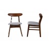 Baxton Studio Ulyana Mid-Century Grey Fabric and Dirty Oak Finished Wood 2-Piece Dining Chair Set - Front and Side Angle