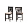 Baxton Studio Olympia Modern Beige Fabric and Espresso Brown Finished Wood Counter Stool - Set of Two - Front Side and Back Side Angle
