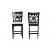 Baxton Studio Olympia Modern Beige Fabric and Espresso Brown Finished Wood Counter Stool - Set of Two - Front and Back Angle