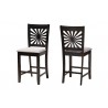 Baxton Studio Olympia Modern Grey Fabric and Espresso Brown Finished Wood Counter Stool - Set of Two - Front Side and Back Side Angle