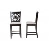 Baxton Studio Olympia Modern Grey Fabric and Espresso Brown Finished Wood Counter Stool - Set of Two - Front and Side Angle