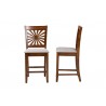 Baxton Studio Olympia Modern Grey Fabric and Walnut Brown Finished Wood Counter Stool - Set of Two - Front and Side Angle