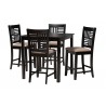 Baxton Studio Deanna Modern Beige Fabric and Dark Brown Finished Wood 5-Piece Pub Set - Set in Front Side Angle