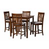 Baxton Studio Deanna Modern Grey Fabric and Walnut Brown Finished Wood 5-Piece Pub Set - Set in Front Side Angle