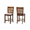 Baxton Studio Deanna Modern Grey Fabric and Walnut Brown Finished Wood 2-Piece Counter Stool Set - Front Side and Back Side Angle