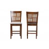 Baxton Studio Deanna Modern Grey Fabric and Walnut Brown Finished Wood 2-Piece Counter Stool Set - Front and Back Angle