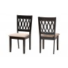 Baxton Studio Florencia Modern Beige Fabric and Espresso Brown Finished Wood Dining Chair - Set of Two - Front Side and Back Side Angle