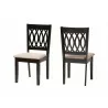 Baxton Studio Florencia Modern Beige Fabric and Espresso Brown Finished Wood Dining Chair - Set of Two - Front Side and Back Side Angle - Baxton Studio Florencia Modern Beige Fabric and Espresso Brown Finished Wood Dining Chair - Set of Two - Front Side and Back Side Angle
