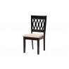 Baxton Studio Florencia Modern Beige Fabric and Espresso Brown Finished Wood 7-Piece Dining Set - Chair in Front Side Angle