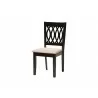 Baxton Studio Florencia Modern Beige Fabric and Espresso Brown Finished Wood 7-Piece Dining Set - Chair in Front Side Angle - Baxton Studio Florencia Modern Beige Fabric and Espresso Brown Finished Wood 7-Piece Dining Set - Chair in Front Side Angle