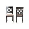 Baxton Studio Florencia Modern Beige Fabric and Espresso Brown Finished Wood Dining Chair - Set of Two - Front and Back Angle