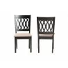 Baxton Studio Florencia Modern Beige Fabric and Espresso Brown Finished Wood Dining Chair - Set of Two - Front and Back Angle - Baxton Studio Florencia Modern Beige Fabric and Espresso Brown Finished Wood Dining Chair - Set of Two - Front and Back Angle