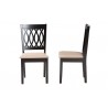 Baxton Studio Florencia Modern Beige Fabric and Espresso Brown Finished Wood Dining Chair - Set of Two - Front and Side Angle