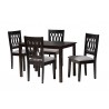 Baxton Studio Florencia Modern Grey Fabric and Espresso Brown Finished Wood 5-Piece Dining Set - Chair in Top Angle