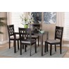 Baxton Studio Florencia Modern Grey Fabric and Espresso Brown Finished Wood 5-Piece Dining Set - Set in Front Side Angle