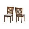 Baxton Studio Florencia Modern Grey Fabric and Walnut Brown Finished Wood Dining Chair - Set of Two - Front Side and Back Side Angle - Baxton Studio Florencia Modern Grey Fabric and Walnut Brown Finished Wood Dining Chair - Set of Two - Front Side and Back Side Angle