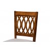 Baxton Studio Florencia Modern Grey Fabric and Walnut Brown Finished Wood 6-Piece Dining Set - Seat in Closeup Top  Angle