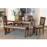 Baxton Studio Florencia Modern Grey Fabric and Walnut Brown Finished Wood 6-Piece Dining Set - Lifestyle - Baxton Studio Florencia Modern Grey Fabric and Walnut Brown Finished Wood 6-Piece Dining Set - Lifestyle