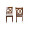 Baxton Studio Florencia Modern Grey Fabric and Walnut Brown Finished Wood Dining Chair - Set of Two - Front and Back Angle