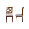 Baxton Studio Florencia Modern Grey Fabric and Walnut Brown Finished Wood Dining Chair - Set of Two - Front and Side Angle