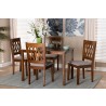 Baxton Studio Florencia Modern Grey Fabric and Walnut Brown Finished Wood 5-Piece Dining Set - Lifestyle