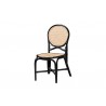 Baxton Studio Ayana Mid-Century Modern Two-Tone Black and Natural Brown Rattan Dining Chair - Front Side Angle