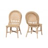 Baxton Studio Jelita Modern Bohemian Natural Brown Rattan Dining Chair - Set of Two - Front Side and Back Side Angle