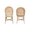 Baxton Studio Jelita Modern Bohemian Natural Brown Rattan Dining Chair - Set of Two - Front and Back Angle