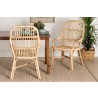 Baxton Studio Sumatera Modern Bohemian Natural Brown Rattan 2-Piece Dining Chair Set - Lifestyle