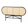 Baxton Studio Reegan Modern Bohemian Two-Tone Black and Natural Brown Rattan Queen Size Standalone Headboard - Front Side Angle - Baxton Studio Reegan Modern Bohemian Two-Tone Black and Natural Brown Rattan Queen Size Standalone Headboard - Front Side Angle