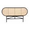 Baxton Studio Reegan Modern Bohemian Two-Tone Black and Natural Brown Rattan Queen Size Standalone Headboard - Front Angle